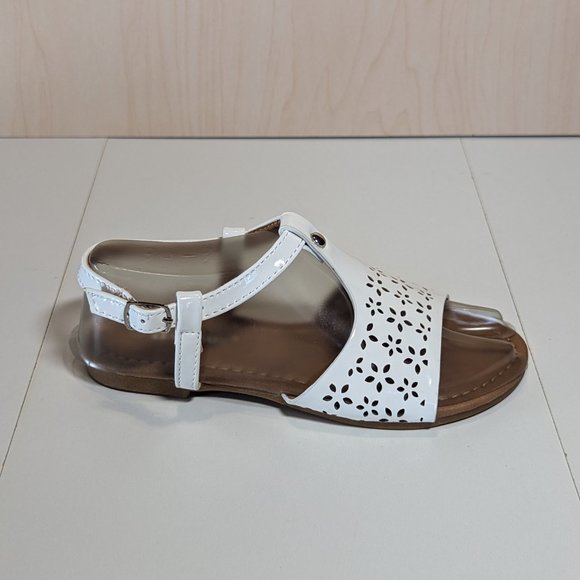 Anne Marie Girl Flower Design Plastic Summer Ankle Sandals - White - Size 13 - Picture 4 of 5